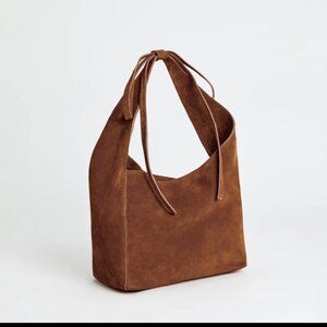 Reformation Small Vittoria Tote Bag Tan Suede Slouchy Boho Neutral Quiet Luxury